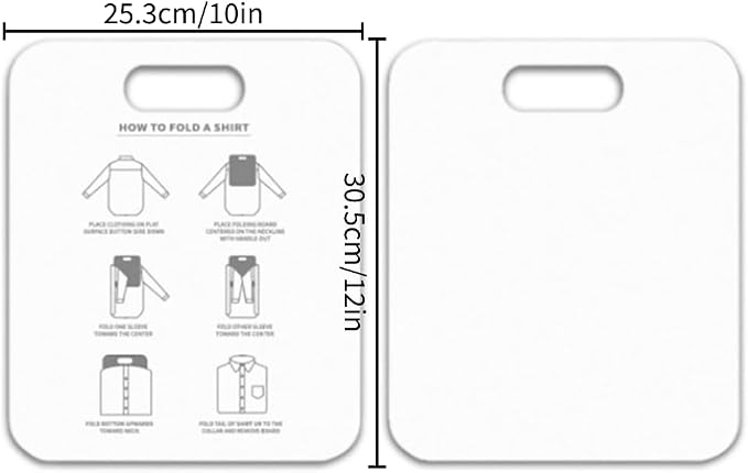 Shirt Folding Board, 12 x 10inch Cloth Fast Folder T Shirts Laundry Folder Organizer Fast Clothes Folding Board Laundry Fold Board for Home Storage (white)