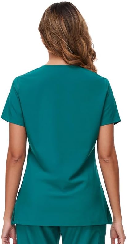 Scrubs Tops for Woman - Soft Stretch, V-Neck Tops | 3 Pockets, Side Split Design, Short Sleeve, Breathable & Lightweight Nursing Shirt, Easy-Care Fabric for All-Day Comfort