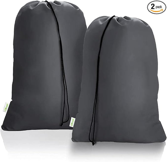 OTraki 2 Pack Laundry Bag Extra Large 28x45 Inch Drawstrings Laundry Hamper Liner Storage Bag XL Dirty Clothes Organizer Heavy Duty Laundry Bag Don't Drying, Melting 140-176℉ (Grey) | Drawstrings Laundry Hamper Liner Storage Bag XL Dirty Clothes Organi...