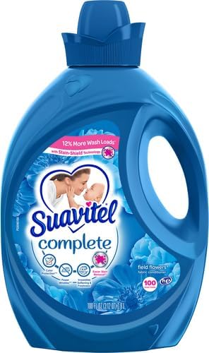 Suavitel Liquid Fabric Softener, Field Flowers | 100 oz | Pack of 2 | 100 Small Loads | Fabric Protection Technology