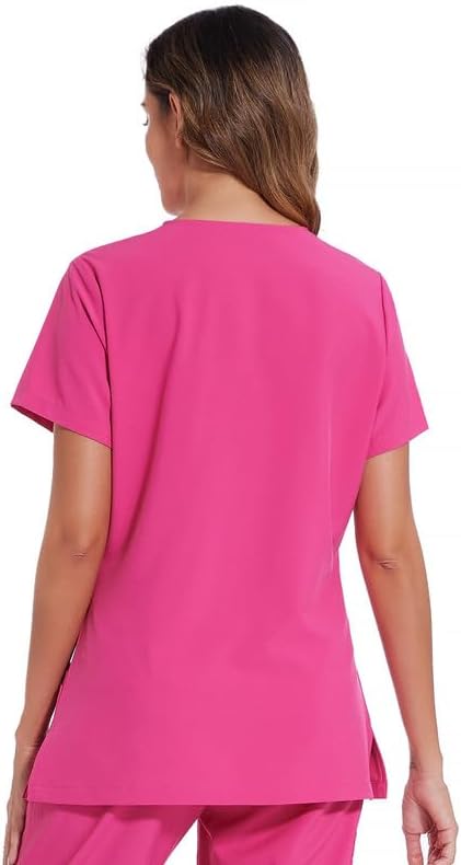 Scrubs Tops for Woman - Soft Stretch, V-Neck Tops | 3 Pockets, Side Split Design, Short Sleeve, Breathable & Lightweight Nursing Shirt, Easy-Care Fabric for All-Day Comfort
