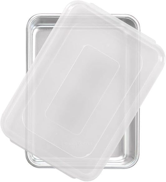 Nordic Ware Natural Aluminum Commercial Cake Pan with Lid, Rectangle Pan with Lid Silver, 9 x 13