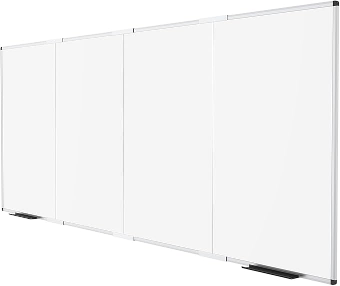 VIZ-PRO Large Magnetic Dry Erase Whiteboard, 120 x 48 Inches, Foldable | Silver Aluminum Frame, 10' x 4' Wall-Mounted White Board with Marker Tray for School Office and Home