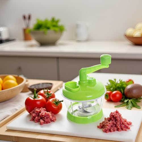 Manual Food Processor, Hand Operated Vegetable Chopper, Meat Grinder for Kitchen, Fruits, Onions | Stainless Steel Blade, Compact, Easy to Clean, Vegetable Chopper, Meat Grinder, Simple Operation, Fruits, Onions, Kitchen