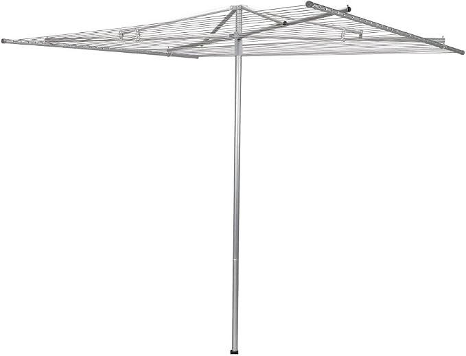 Household Essentials 17130-1 Rotary Outdoor Umbrella Drying Rack | Aluminum | 30-Lines with 210 ft. Clothesline,Silver