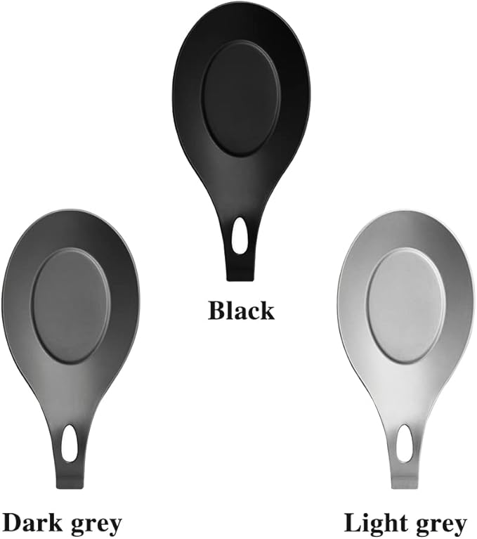 3 PCS Spoon Rest for Stove Top, Heat Resistant Flexible Silicone Kitchen Utensil Rest Ladle Spoon Holder for Stove Top – for Cooking Spatula, Ladle, Brush(Black, Dark Grey, Light Grey)