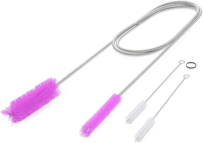 72" Flexible Drain Auger Clog Remover - Plumbing Snake Purple | Heavy duty cleaning brush for bathroom sink, bathtub, shower, kitchen sink drains, bottles, elastic hose pipe cleaner