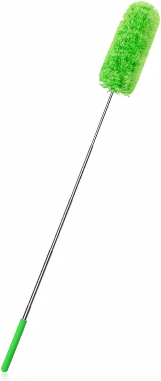 Tanlade 1 Pcs Microfiber Feather Duster for Cleaning, Extendable 13-31 Inch Ceiling Fan Duster with Bendable Head, Washable Tools for Ceiling Fans, Furniture, Car, Cobwebs (Green)