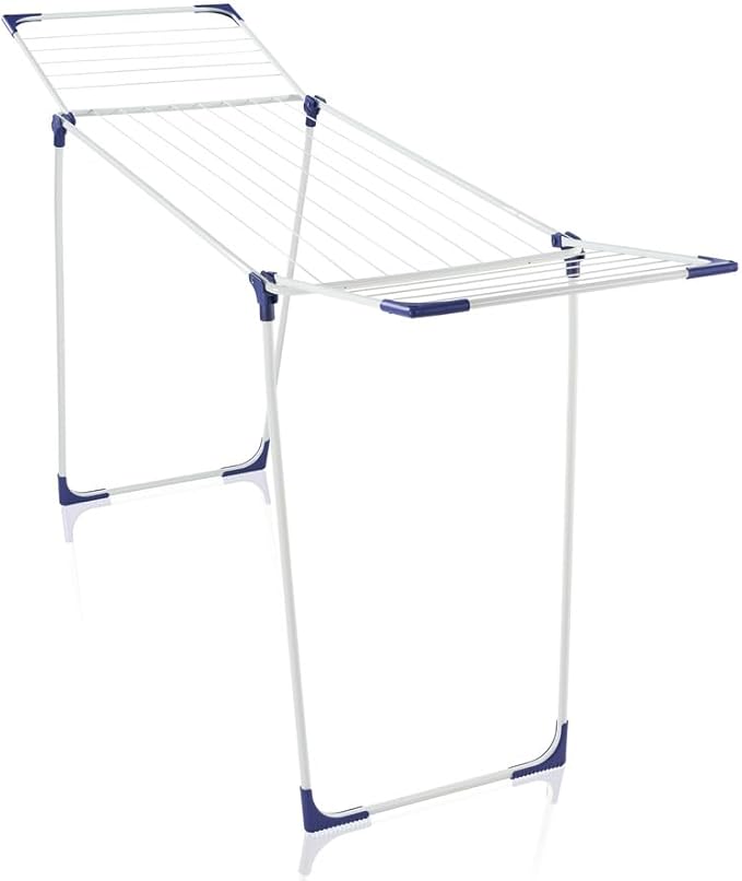 Leifheit Classic 180 Solid Standing Clothes Airer Laundry Hanger, Folding Clothes Rack for Outdoor and Indoor, 18 m Clothes Horse with 4 End Hooks for Hangers