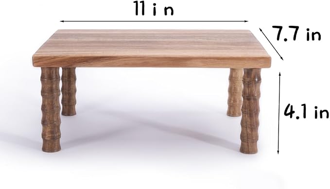 Small Kitchen Counter Shelf Acacia Wood Cabinet and Desktop Counter Riser Coffee Station Organizer Display Stand Shelf for Top of Desk Home Office Bathroom