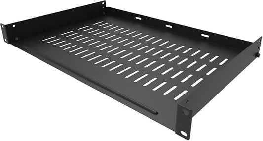 1U Vented Rack Shelf Universal Rack Tray No Lip 12 inch Depth | for 19 Inches Network Cabinet or Server Rack, Metal, Disassembled (12 Inches Deep)