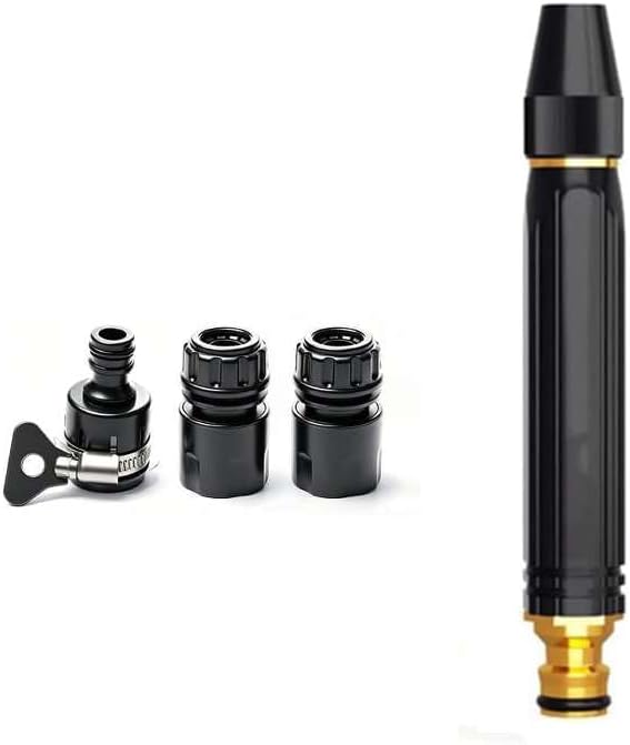 High Pressure Car Wash Water Gun, Heavy Duty Adjustable Metal Garden Hose Nozzle with Brass Connector, Multi Spray Mode Power Washer Nozzle for Car Washing, Yard Patio Cleaning & Plant Watering