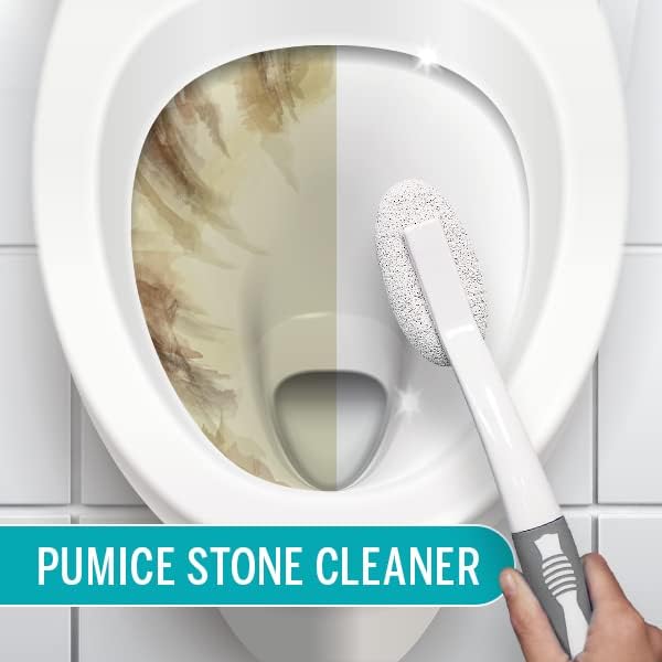 Molly's Marvelous Power Pumice – Toilet Ring & Hard Water Stain Remover, Extra-Long Handle, Chemical-Free Cleaning for Bathroom Surfaces