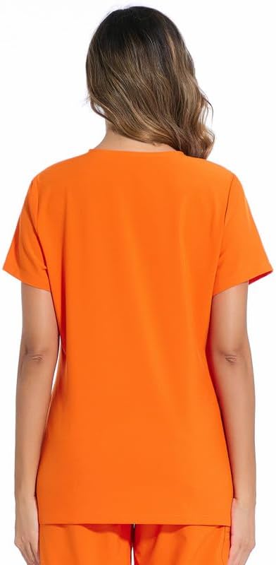 Scrubs Tops for Woman - Soft Stretch, V-Neck Tops | 3 Pockets, Side Split Design, Short Sleeve, Breathable & Lightweight Nursing Shirt, Easy-Care Fabric for All-Day Comfort