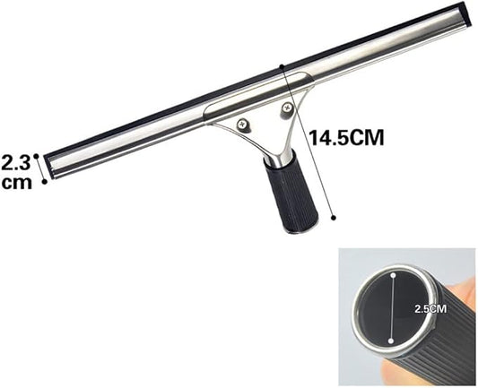 45cm 18in Grip Glass Squeegee for Window Cleaning,Stainless Steel All Purpose Squeegee with Non-Slip Handle for Shower Doors Window Car Mirror Glass (18in/45cm, Black)
