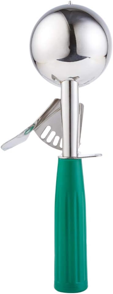 Saebye 2.7 OZ Scoop - #12 (1/3 Cup) - Disher, Ice Cream Soop, Cookie Scoop - Portion Control - 18/8 Stainless Steel, Green Handle, For Cookie, Ice Cream, Meatball, Muffin, Cupcake, Vegetable Salad