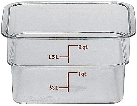 Cambro Food Storage Container - Classic Series Square - 2 QT (Quart) - Commercial Grade for Food Prep (Clear)