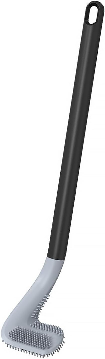 Golf Toilet Brush, Toilet Cleaning Brush, Flexible Bendable Silicone Long Handled Toilet Brush, 360° Deep Toilet Bowl Cleaning Brush,Quick Drying Toilet Brush for Bathroom with a Hook (Black)