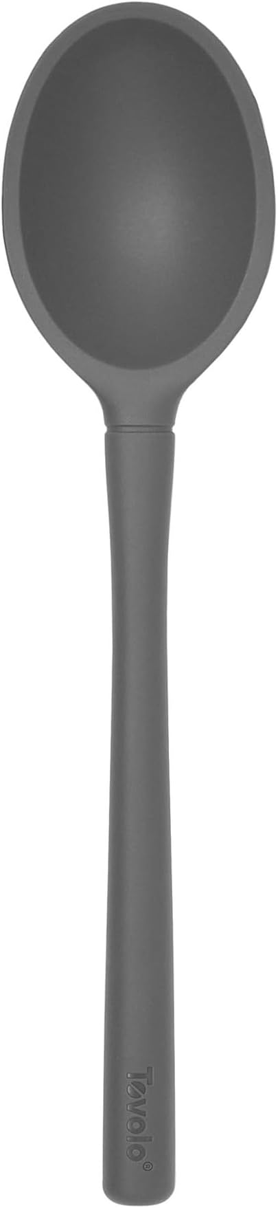 Tovolo Flex Core Small Deep Spoon Silicone for Cooking Mixing Baking, Dishwasher Safe BPA Free All Silicone Kitchen Mini Spoon Heat Resistant Nonstick Safe Serving Spoon, Charcoal Gray