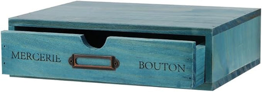 Wooden Storage Box Apothecary Drawers Vintage Wooden Drawers Wood Desktop Organizer Countertop Storage Box Library Card Catalog Cabinet Apothecary Cabinet（BLUE）