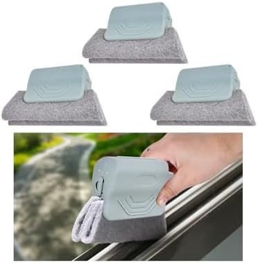 3PCS Car Magic Window Track Cleaner, Vehicle Window Groove Cleaning Brush Tools Set with Handheld, Automotive Air Conditioner Vents Narrow Gaps Clean Brush, Universal Fit (Gay)