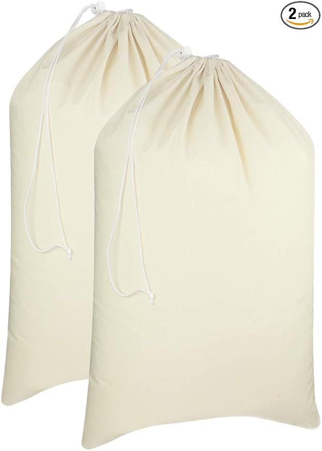 COTTON CRAFT Extra Large Laundry Bags - 2 Pack Washable Utility Bag - 28x36 | Heavy Duty Durable Cotton Canvas Drawstring Closure Laundry Bag - Dorm Basket Hamper Liner Toys Clothes Organizer Sack