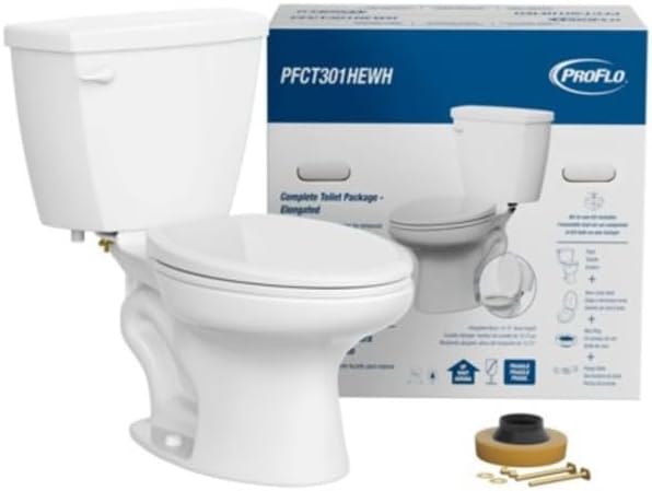PROFLO PFCT301HE Complete 1.28 gpf Standard Height Elongated Two Piece Toilet with 12 in. Rough-In - White