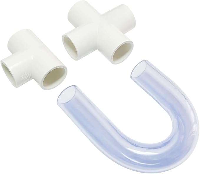 3/4 Clear PVC U Trap Pipe Fitting Connector for HVAC Condensate Drain System with Cleaning Brush
