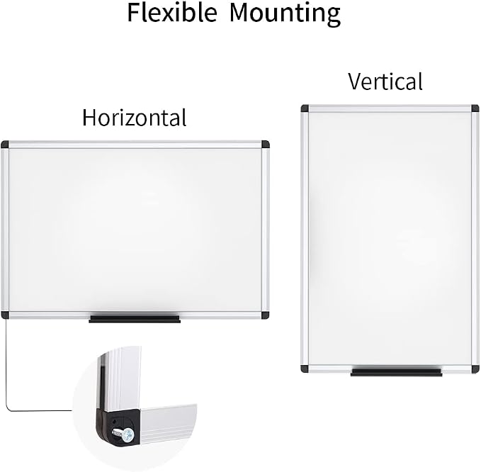 VIZ-PRO Magnetic Whiteboard, 36 x 24 Inches, Dry Erase Board for Wall | Includes 1 Eraser, 2 Markers & 4 Magnets, 3' x 2', Aluminum Frame, for School Office and Home