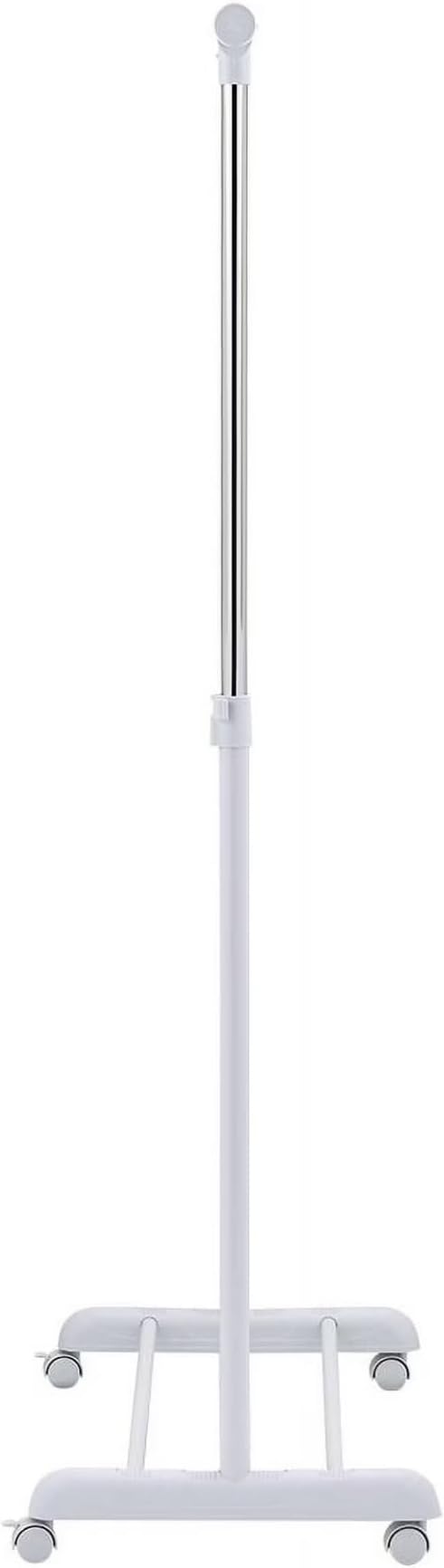Adjustable Rolling Garment Rack 84-121cm Wide, Chrome White with Wheels | Sturdy steel, tool-free setup; height adjusts 123.5-163cm; smooth casters; ideal for bedroom, closet & laundry organization.
