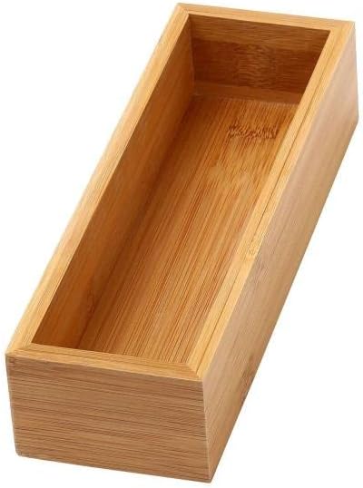 YBM Home Bamboo Drawer Organizer Storage Box for Kitchen Drawer, Junk Drawer, Office, Bedroom, Children Room, Craft, Sewing, and Bathroom, 6 Pack 3x9x2 inch