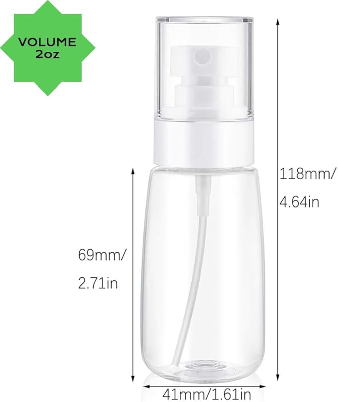 Small Spray Bottle Travel Size 2oz/60ml Fine Mist Mini Empty Spray Bottles for face Hair Mist Refillable Perfume Portable Atomizer Bottle