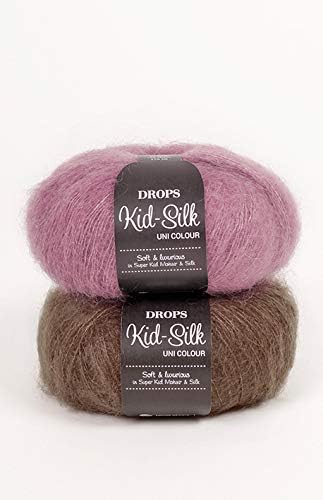 Mohair and Silk Yarn Drops Kid-Silk, 0 or Lace, 2 Ply, 0.9 oz 230 Yards per Ball (04 Old Pink)