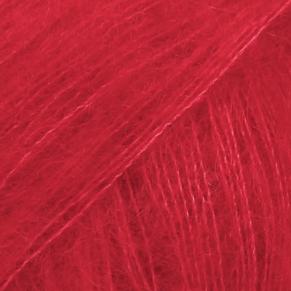 Drops Mohair and Silk Yarn Kid-Silk, 0 or Lace, 2 Ply, 0.9 oz 230 Yards per Ball (14 Red)
