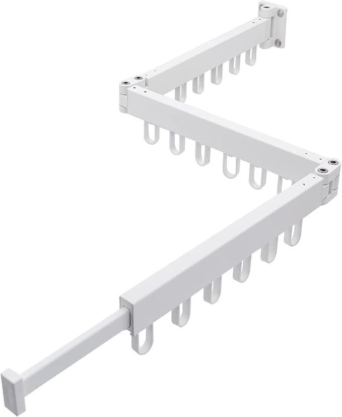 HYGRAD BUILT TO SURVIVE Clothes Drying Rack Wall Mounted Clothes Drying Airer Rack, Retractable Fold Away Laundry Drying Rack Outdoor & Indoor Neat Formal Drying Rack (Three Rod - 114cm Long (WHITE))