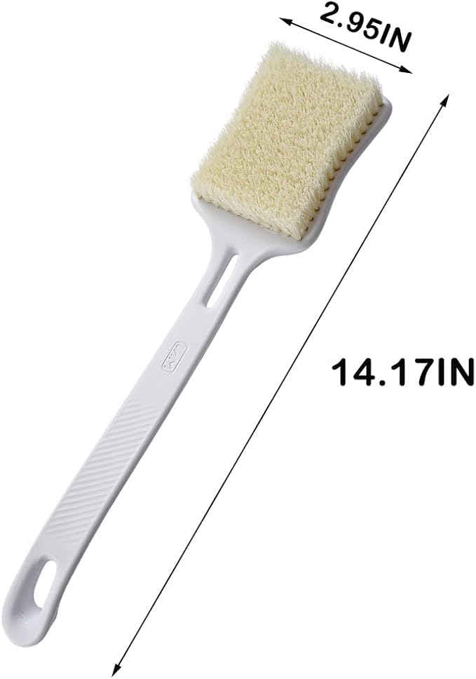 2-piece Back Scrubber for Shower, 14" Long Handle Body Brush, Bath Scrubber | Skin Exfoliating Bath, Massage Bristles Suitable for Wet or Dry, Anti-Slip Lightweight Shower Brush for Men & Women Seniors