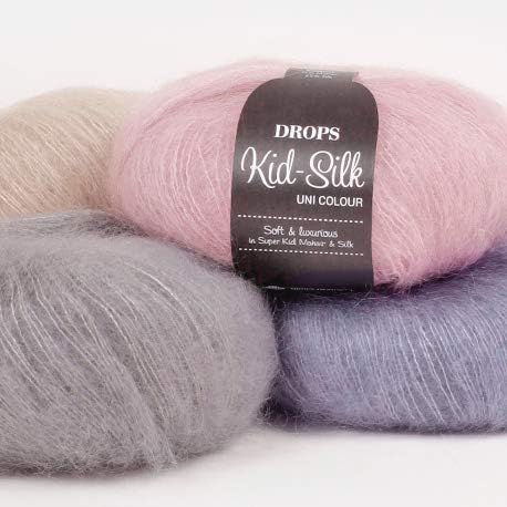 Mohair and Silk Yarn Drops Kid-Silk, 0 or Lace, 2 Ply, 0.9 oz 230 Yards per Ball (03 Light Pink)