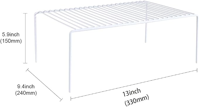 Redrubbit Medium (13 x 9. 4 Inch) Cabinet Storage Shelf Rack, Rustproof Kitchen Counter and Cabinet Shelf, Storage Rack Organizer for Kitchen, Fridge, Cabinet, Bathroom, Set of 2