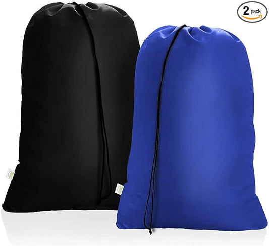 OTraki 2Pack Laundry Bag 28x45 inch Drawstring Laundry Basket Hamper Line Bag XXL Large Dirty Clothes Storage Travel Bag Machine Washable for Camp, Drying Do Not Exceed 176℉ Blue&Black | XXL Large Dirty Clothes Storage Travel Bag Machine Washable for C...