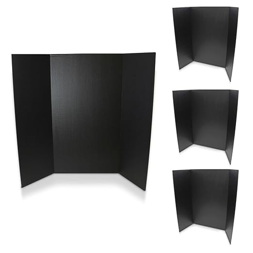 Flipside Products 36” x 48” Project Boards for Presentations, Science Fair, School Projects, Event Displays and Trifold Picture Board, Proudly Made in USA - Black - 4 Pack
