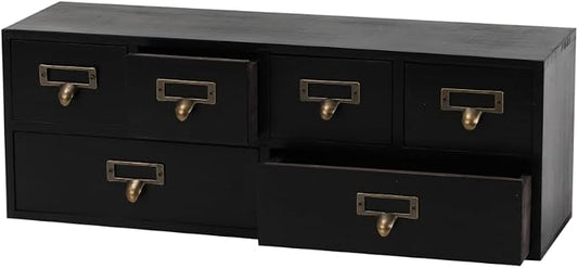 Apothecary Drawers Wooden Storage Box Vintage Wooden Drawers Wood Desktop Organizer Countertop Storage Box Library Card Catalog Cabinet Apothecary Cabinet （BLACK06）