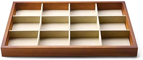 Oirlv Solid Wood Jewelry Tray,Jewelry Drawer Organizer,12 Grid(Cream) | Stackable Design,for Jewelry Necklaces Bracelets and Watches,Organizing and Presentinge Legantly on Dressers&in Dresser