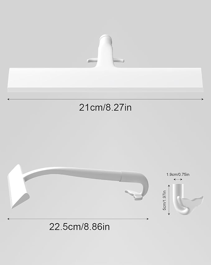 Shower Squeegee for Glass Doors, 8 in Silicone Bathroom Squeegee with Hook | Mutil-Purpose Glass Squeegee for Tile Shower Walls, Floors, Windows, Car Cleaning, No-Squeak & Streak Free Squeegee Tool