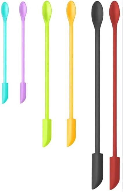 Silicone Spatula Set (6Pcs) - Mini Scraper Tool for Beauty & Food - Reach Every Last Drop, Multi-Size Spatulas for Makeup Jars, Lotion Bottles & Kitchen Containers (6 Color)