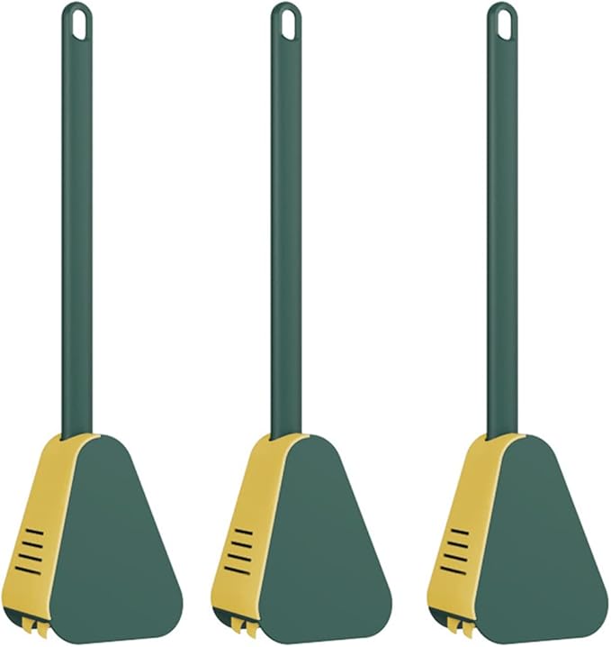 Wall-Mounted Golf Ball Design Toilet Brush Set with Flexible Silicone Bristles and Quick-Drying Holder - Effortlessly Clean Your Bathroom with Long-Handled Brush, No Drilling Required (Green-3)