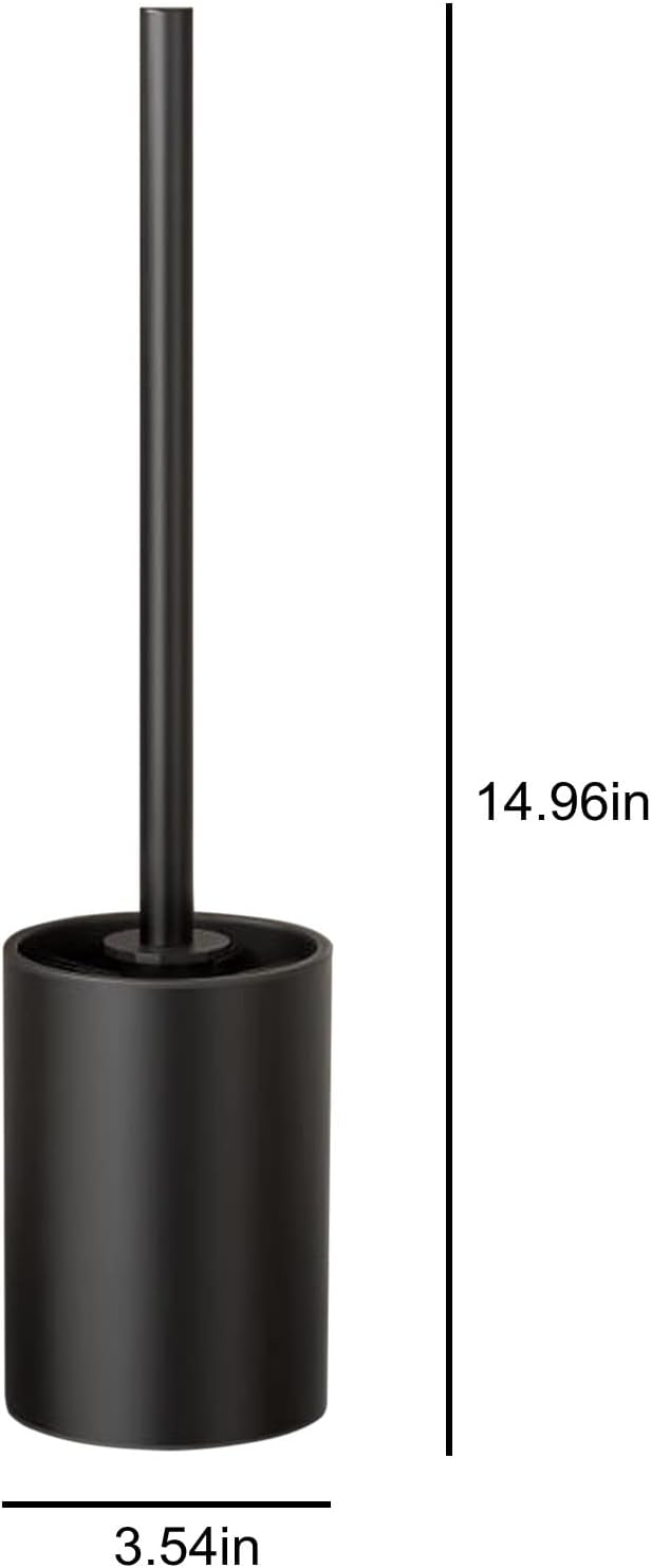 Stainless Steel Toilet Brush & Holder Set, Black, Silicone Bristles, Bathroom Cleaning Tools