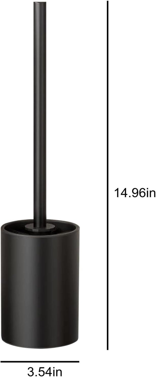 Stainless Steel Toilet Brush & Holder Set, Black, Silicone Bristles, Bathroom Cleaning Tools
