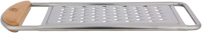 Cheese Grater Handheld - Stainless Steel Flat Food Grater with Cherrywood Handle - Coarse Shredder Kitchen for Medium-Hard Cheese and Vegetables - Italian Made Kitchen Gadgets by Kings County Tools