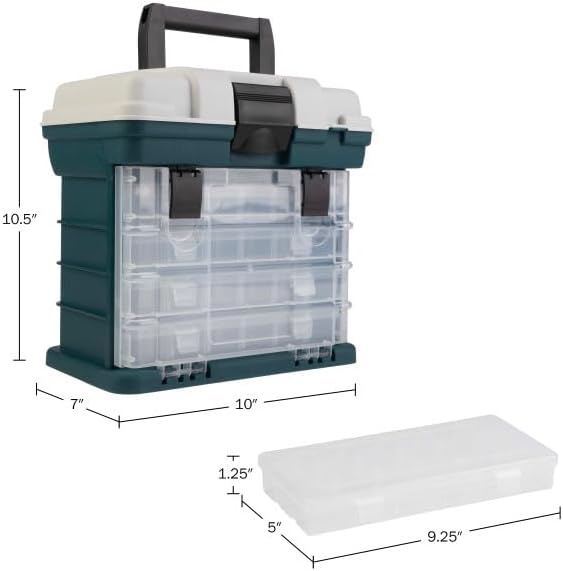 Portable Tool Box - Small Parts Organizer with Drawers and Customizable Compartments for Hardware, Fishing Tackle, Beads, or Crafts by Stalwart (Gray) (Pack of 2)