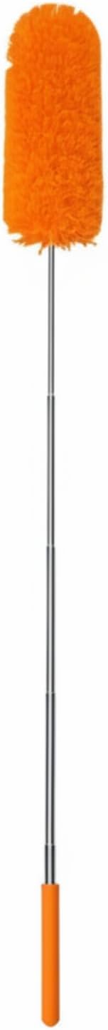Tanlade 1 Pcs Microfiber Feather Duster for Cleaning, Extendable 13-31 Inch Ceiling Fan Duster with Bendable Head, Washable Tools for Ceiling Fans, Furniture, Car, Cobwebs (Orange)